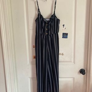 Cosmic Beauty Black White Striped Women’s Jumpsuit Romper M